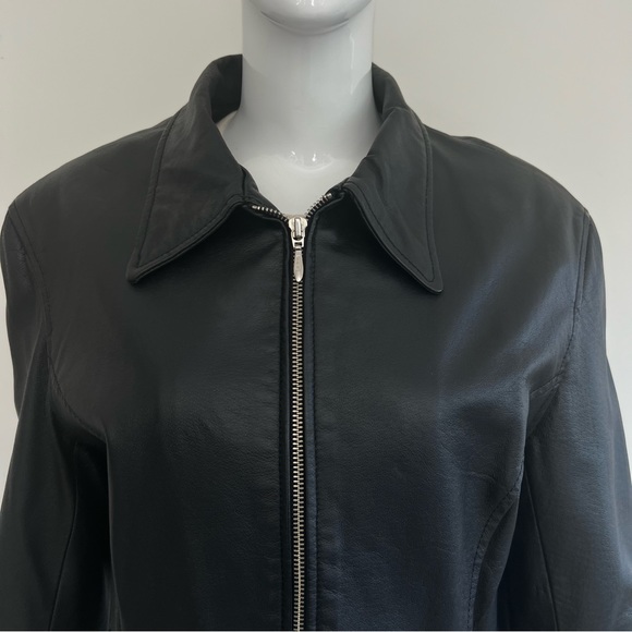 WILSONS Leather Women Black Leather Adjustable Straps Long Sleeves Jacket Sz M - Picture 2 of 16